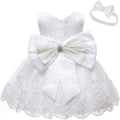 0-24M Toddler Girls Lace Pageant Dress with Headwear - Embroidered