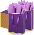Yeaqee 50 Pack Metallic Gift Bags with Tissue Paper for Events