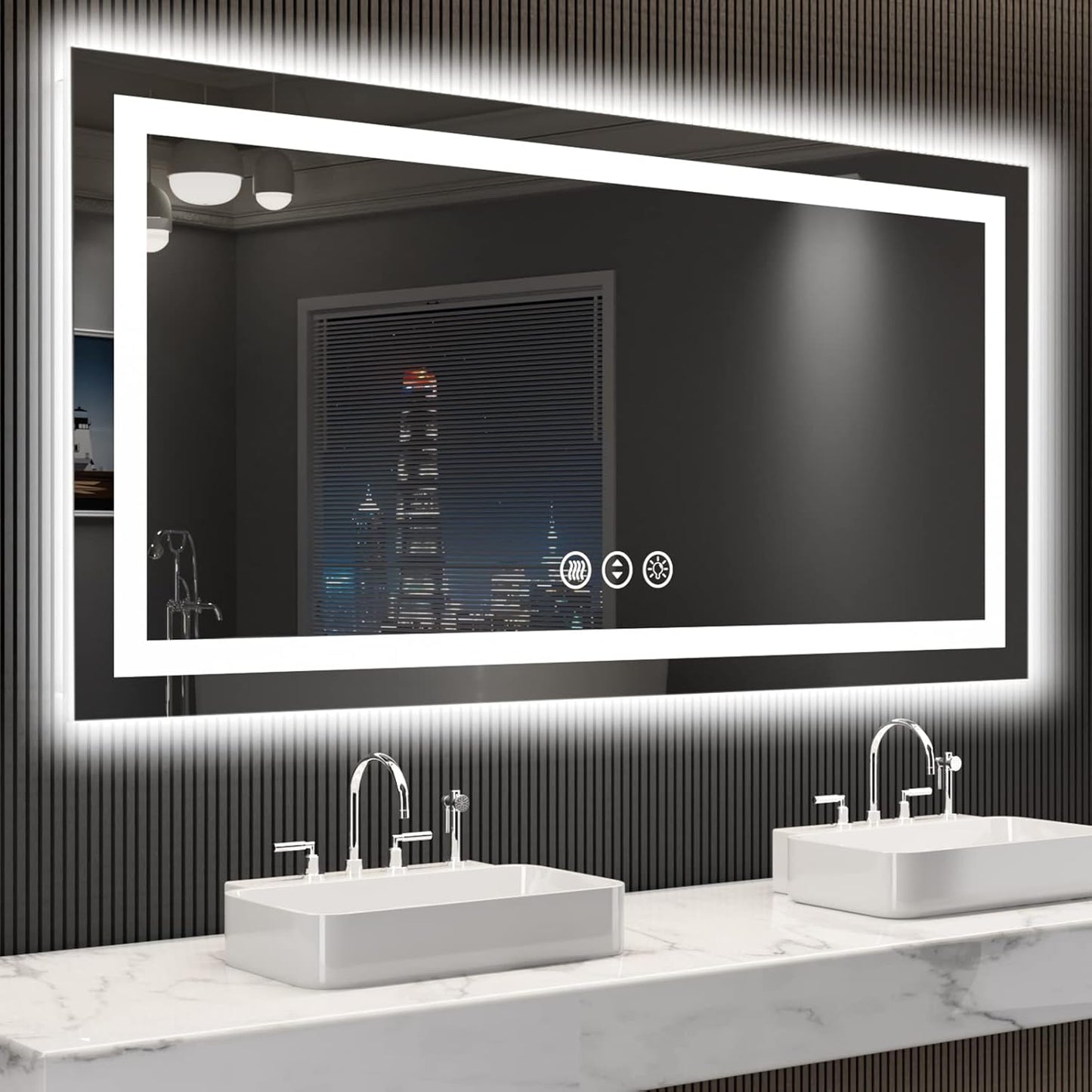 LOAAO 55X30 LED Bathroom Mirror with Lights and Anti-Fog Feature