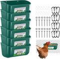 Chicken Feeder Waterer 6 Pack Green - Hanging Feed Trough for Poultry
