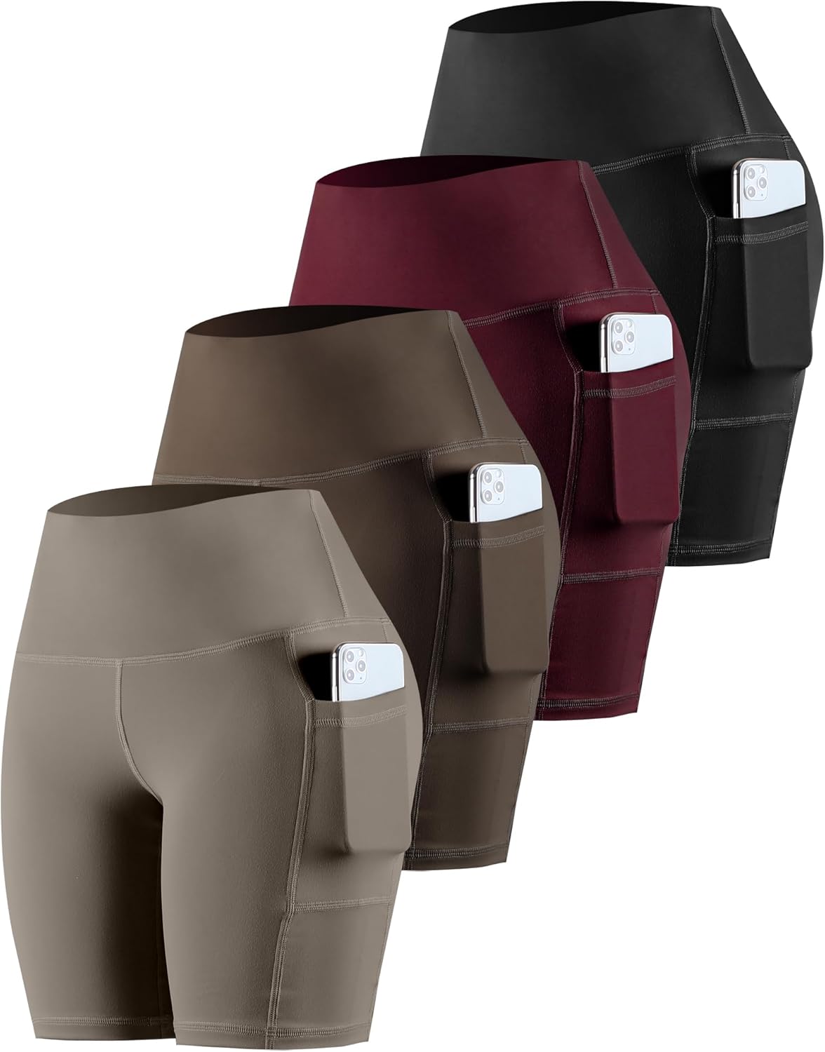 CHRLEISURE Womens Biker Yoga Shorts with Pockets for Comfort