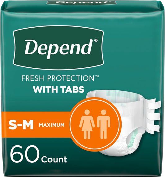 Depend Incontinence Tabs - Small/Medium, 170 lbs - 60 Count