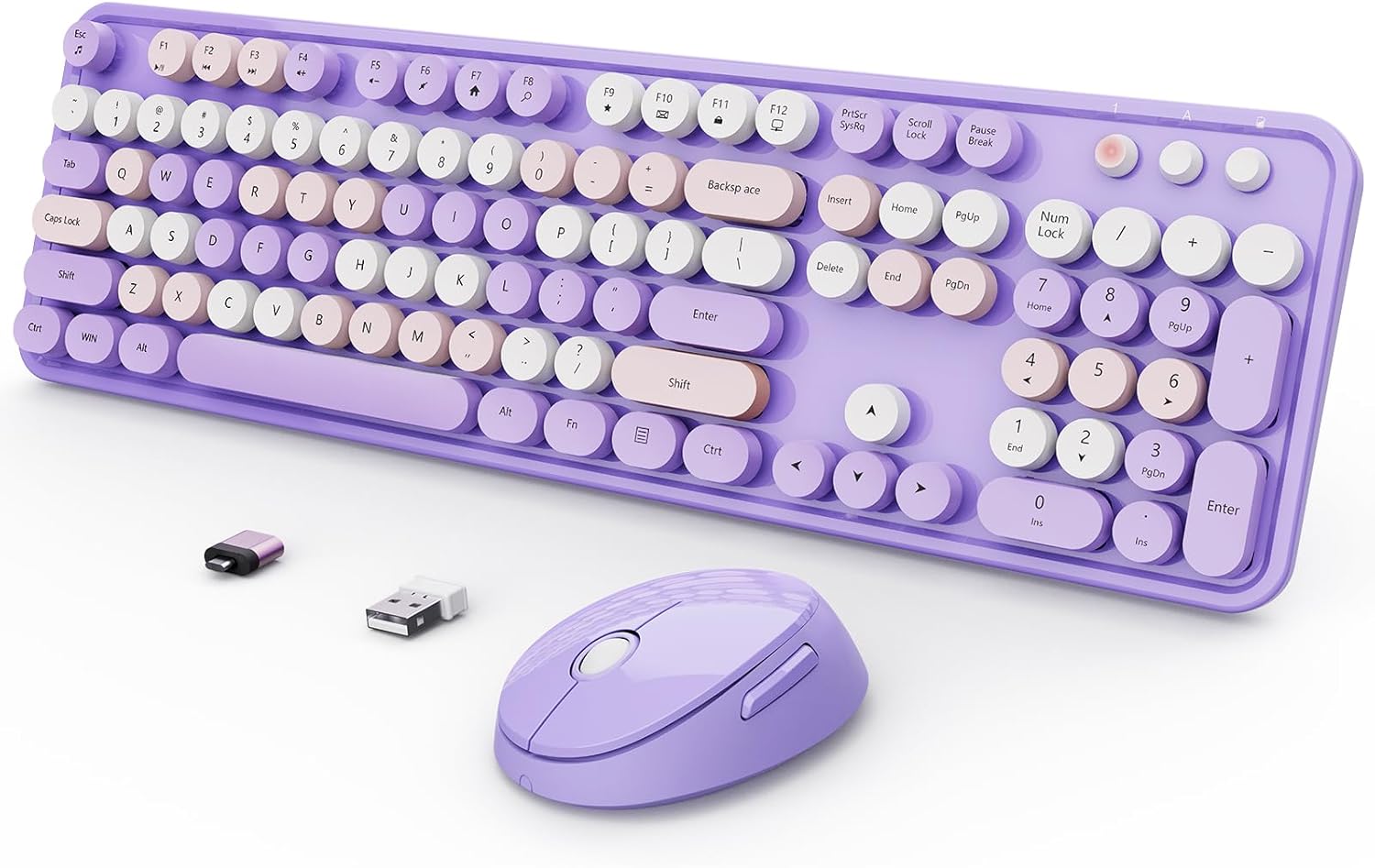 Retro Round Keycaps Keyboard - Wireless & Ergonomic