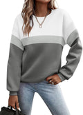Women's Color Block Crewneck Sweatshirt - Cozy Lightweight Pullover