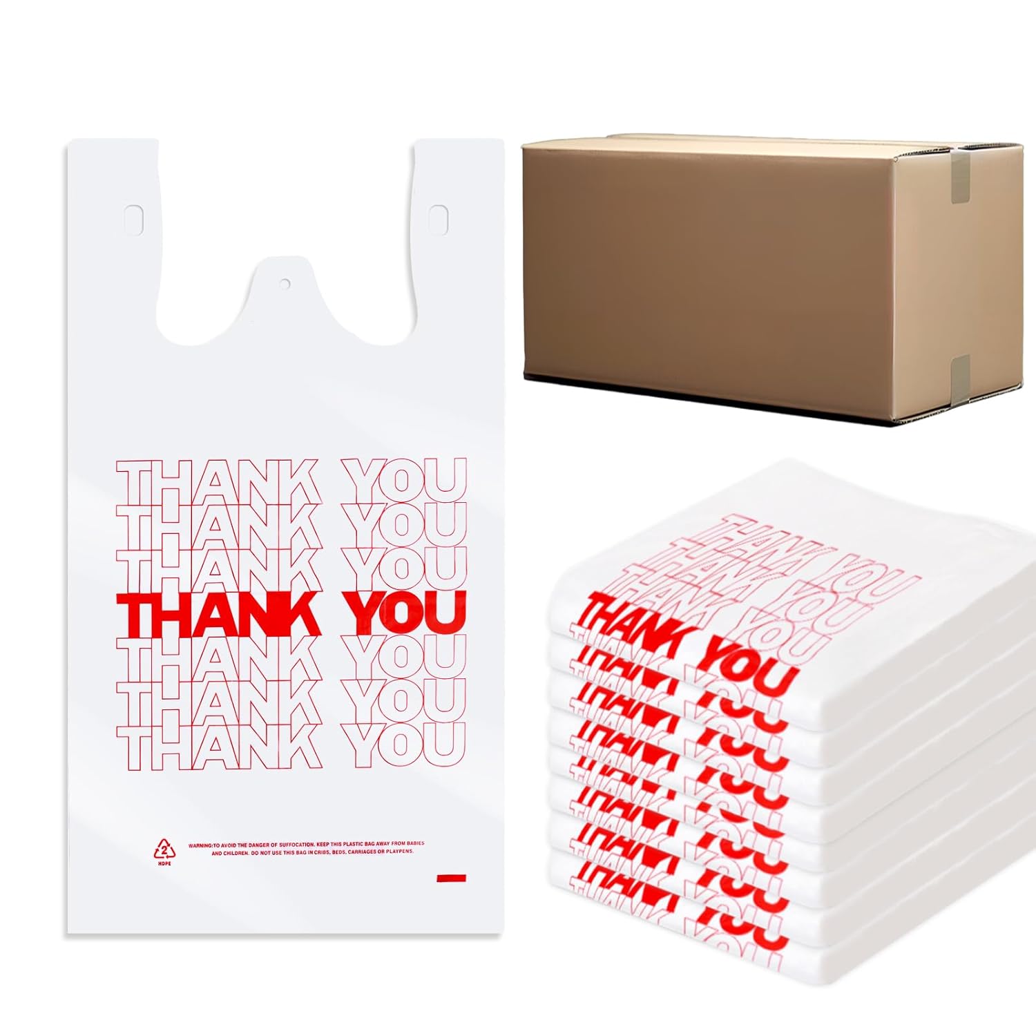 800 Count Thank You Bags - Durable Plastic Shopping Bags
