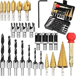 LAMPTOP 26-Pack Woodworking Chamfer Drilling Tools for All Needs