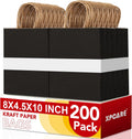 XPCARE 200Pack Paper Bags 8x4.5x10 in - Plain Kraft Gift Bags