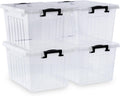 Citylife 22 QT Clear Plastic Storage Bins with Lids - Stackable 4-Pack