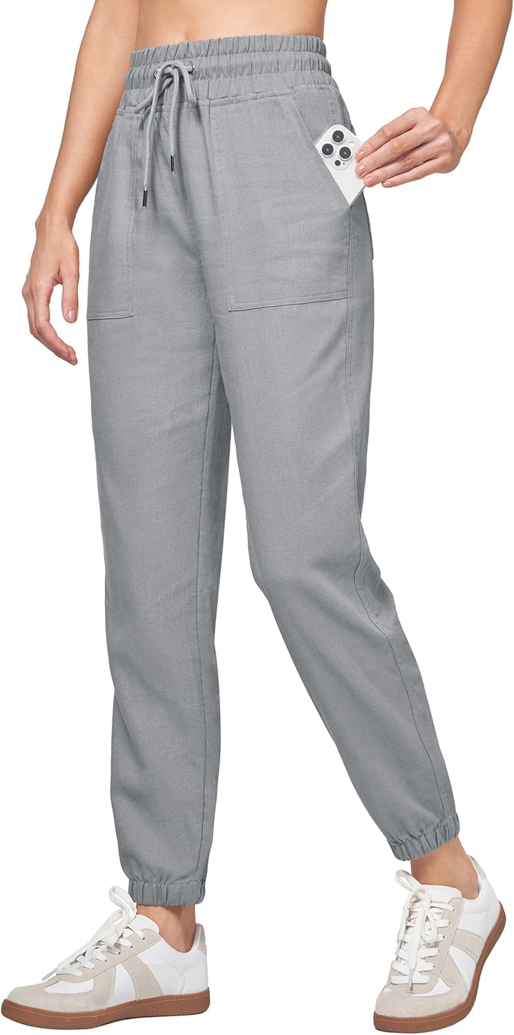 Willit Women Linen Pants Joggers Lightweight Casual Travel Wear