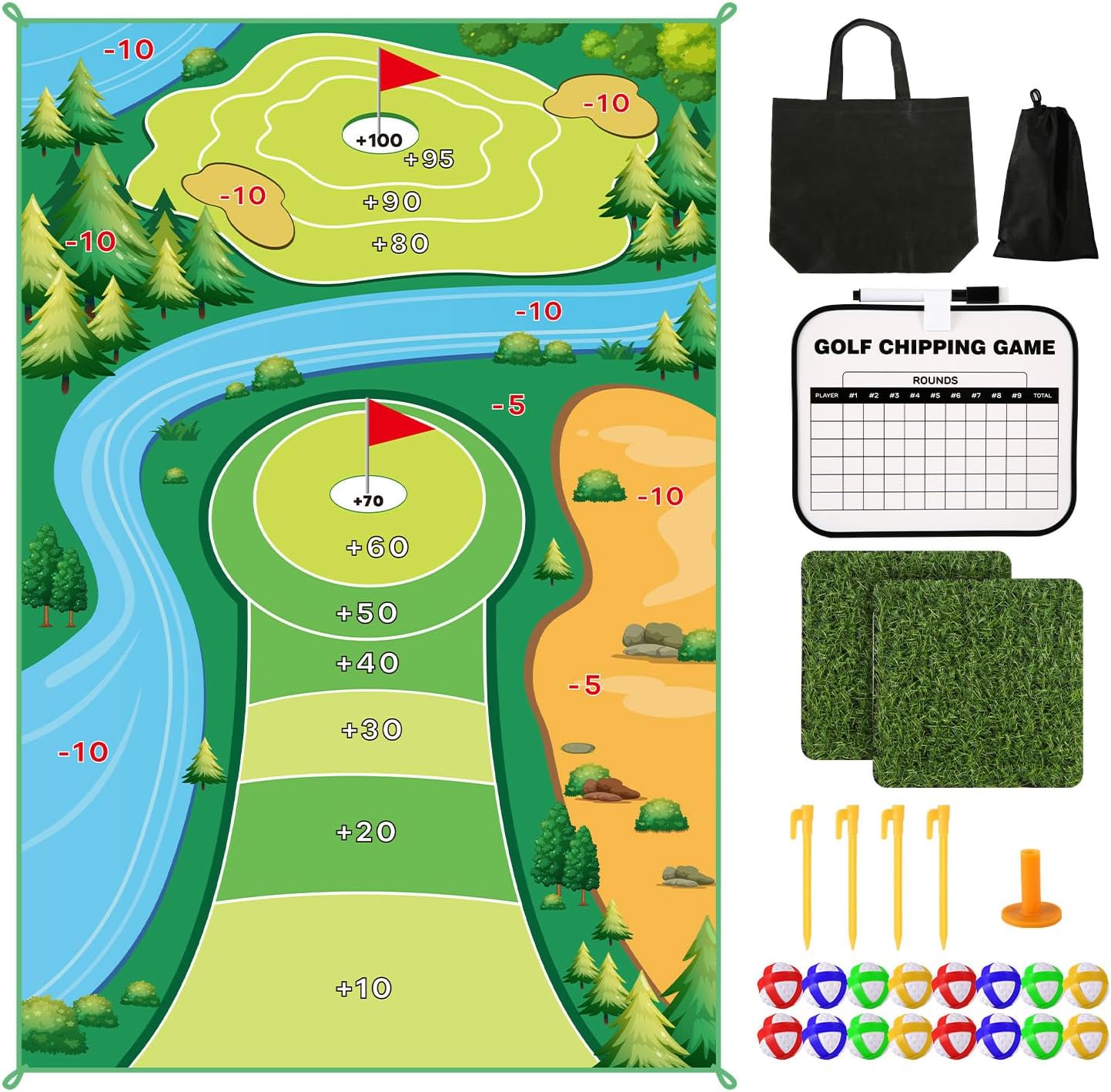 Portable Chipping Golf Mat for Indoor & Outdoor Practice