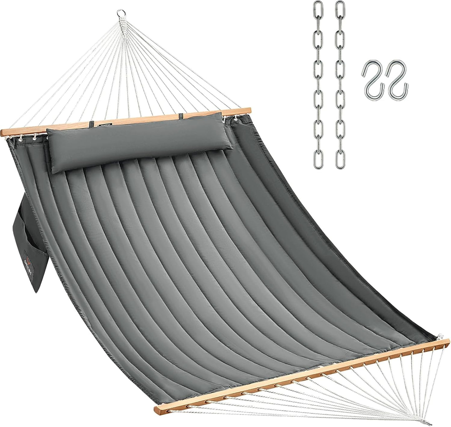 Double Quilted Fabric Hammock for Outdoor Relaxation 450 LBS