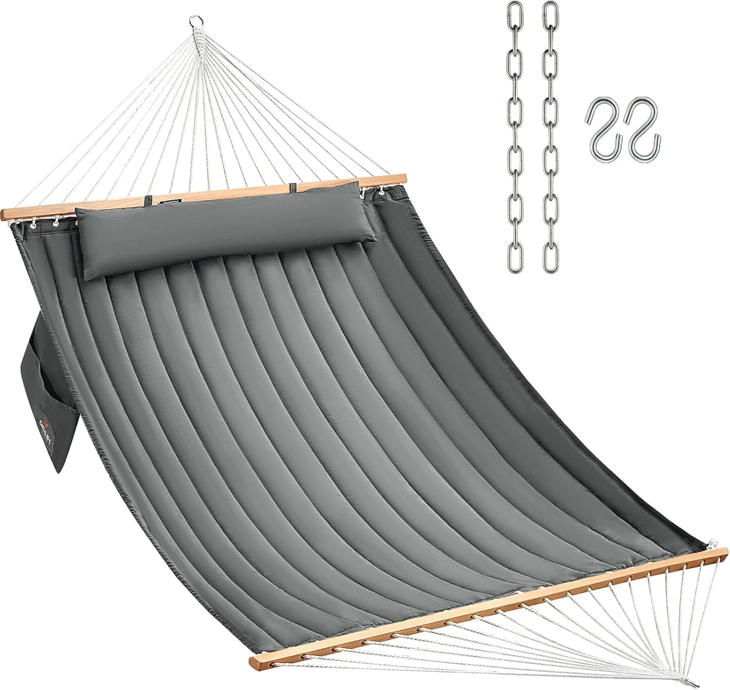 Double Quilted Fabric Hammock for Outdoor Relaxation 450 LBS