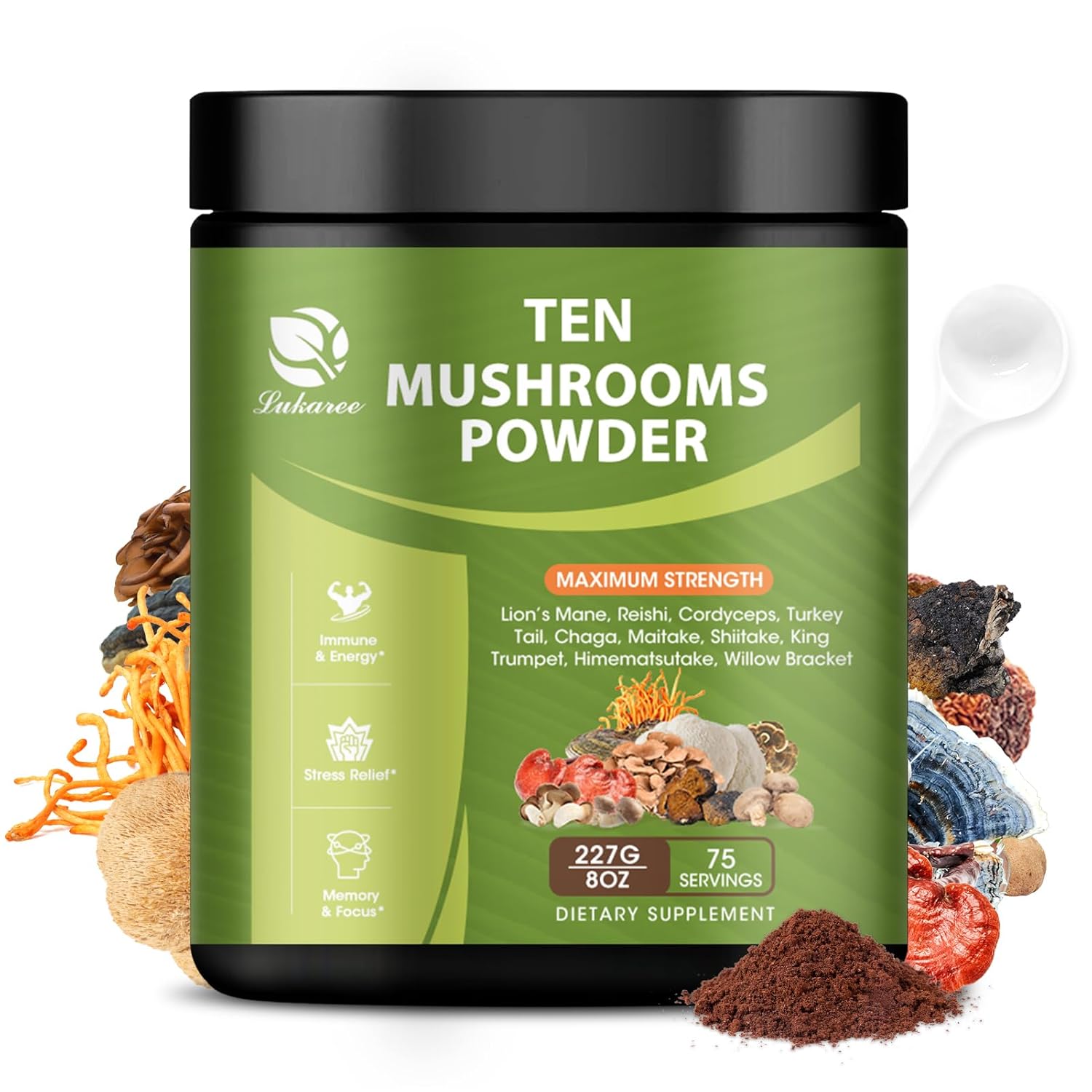8 oz Mushroom Blend Powder for Immune & Brain Boost - Lukaree