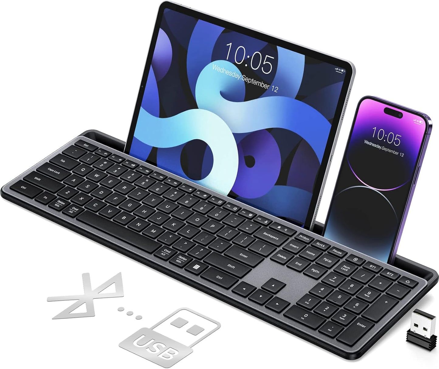 VEILZOR Wireless Multi-Device Keyboard - Ultra-Slim & Quiet Typing