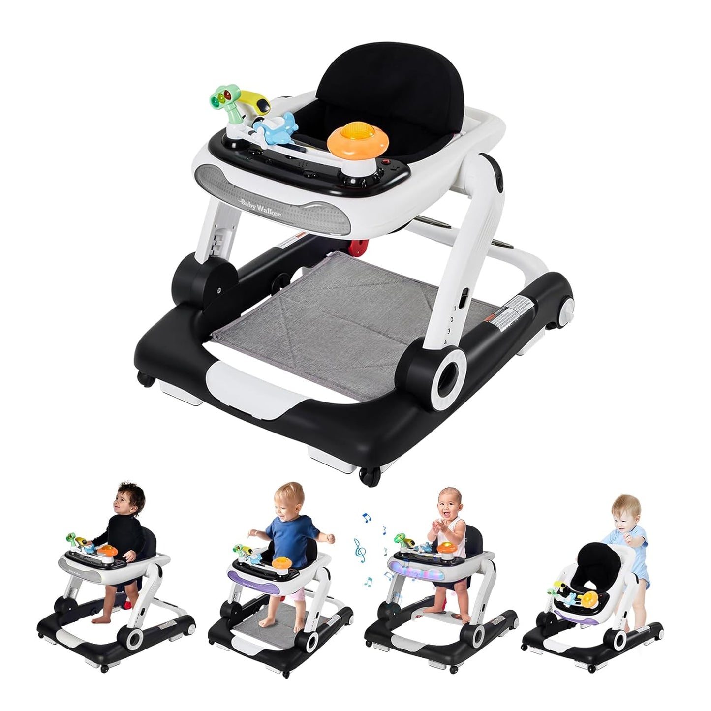 5-in-1 Baby Walker with Music and Lights for Active Babies