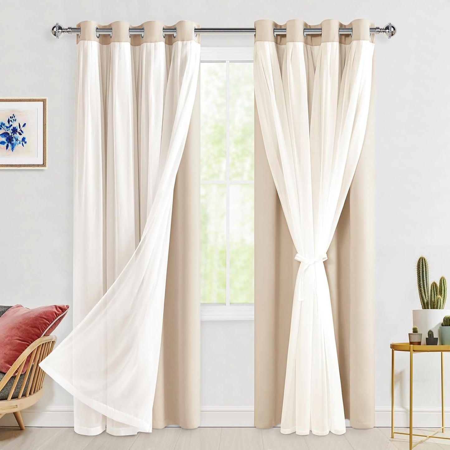 Hiasan Blackout Curtains with Sheer Overlay for Elegant Rooms