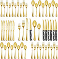 72 Pcs Gold Silverware Set with Steak Knives for 12 - Elegant Service