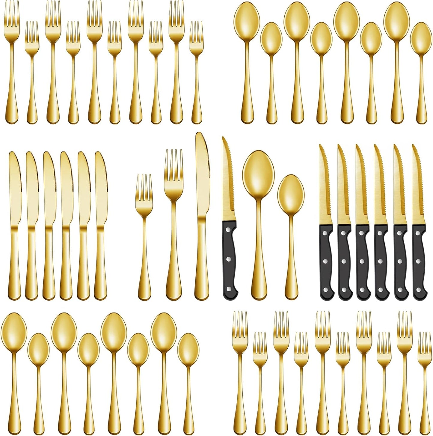 72 Pcs Gold Silverware Set for 12 - Elegant Stainless Steel Flatware