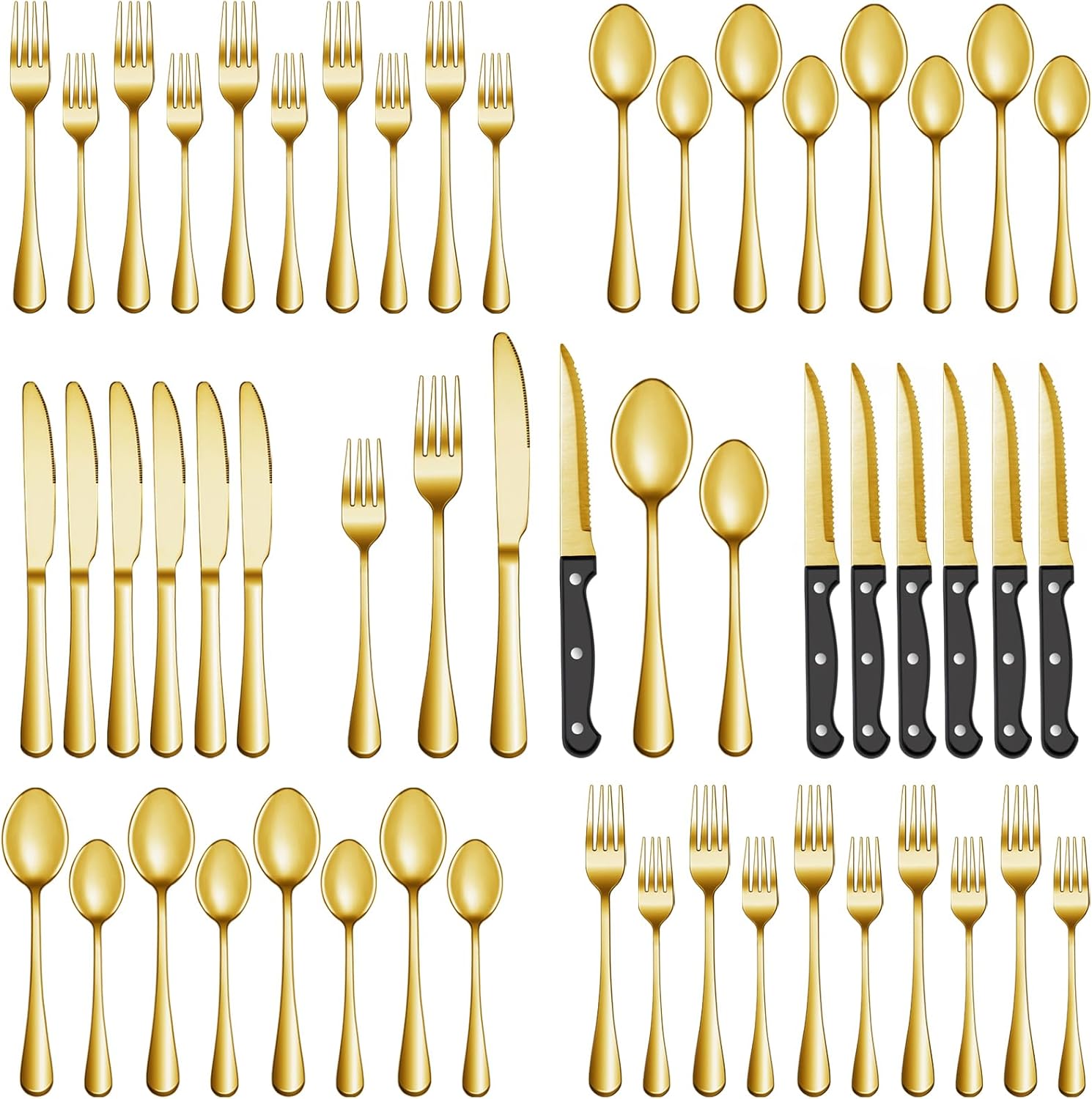 72 Pcs Gold Silverware Set for 12 - Elegant Stainless Steel Flatware