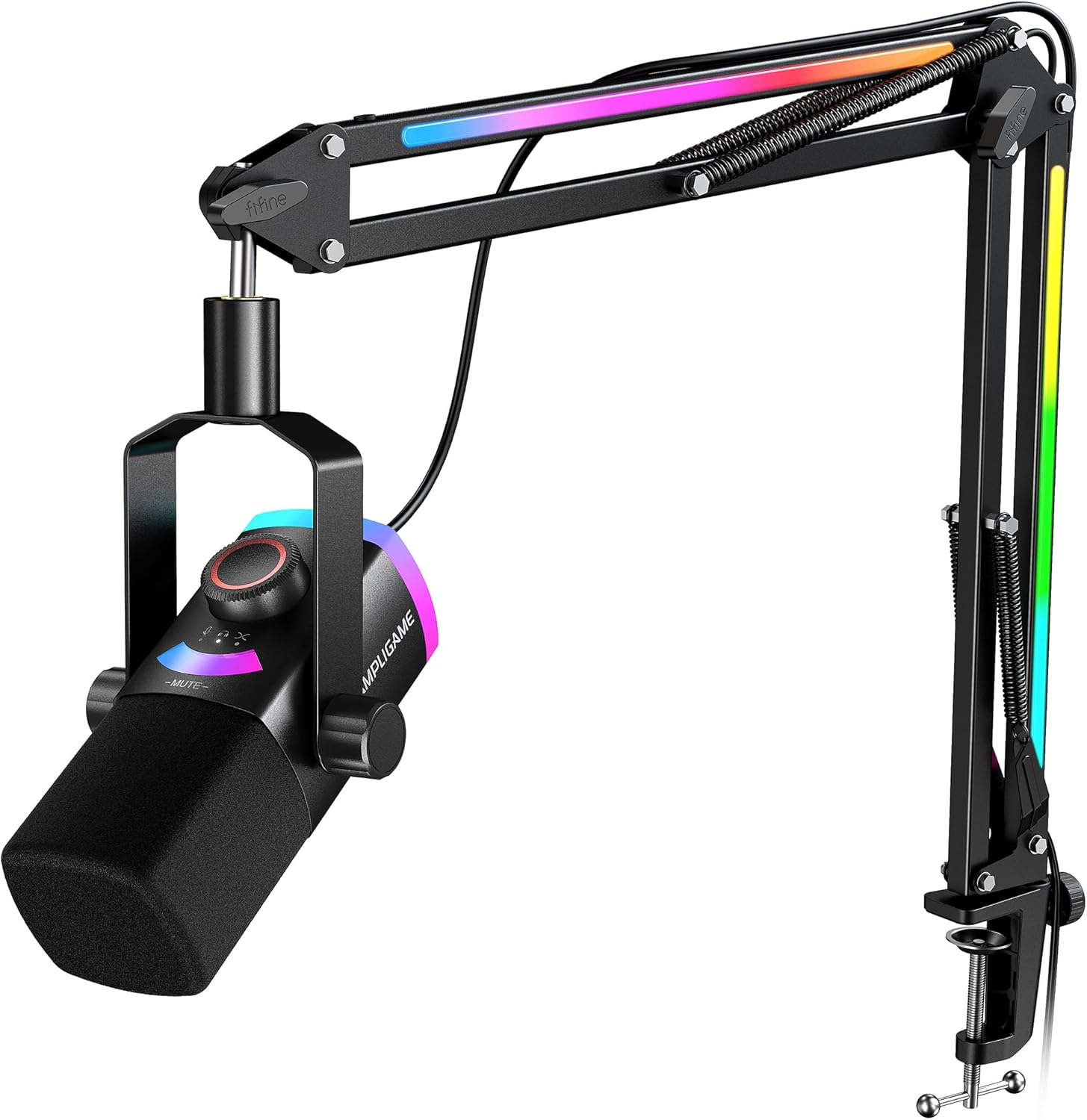 FIFINE Gaming Microphone Kit with Boom Arm for Streaming