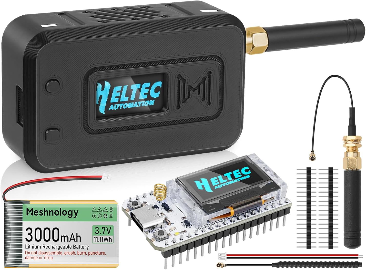 ESP32 LoRa V3 Module Board with 915 MHz Antenna and Battery