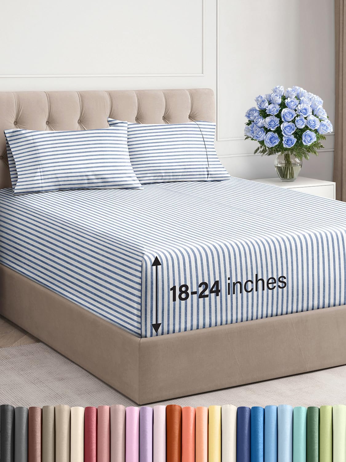 Extra Deep Pocket Queen Sheet Set - Soft & Cooling Bed Sheets