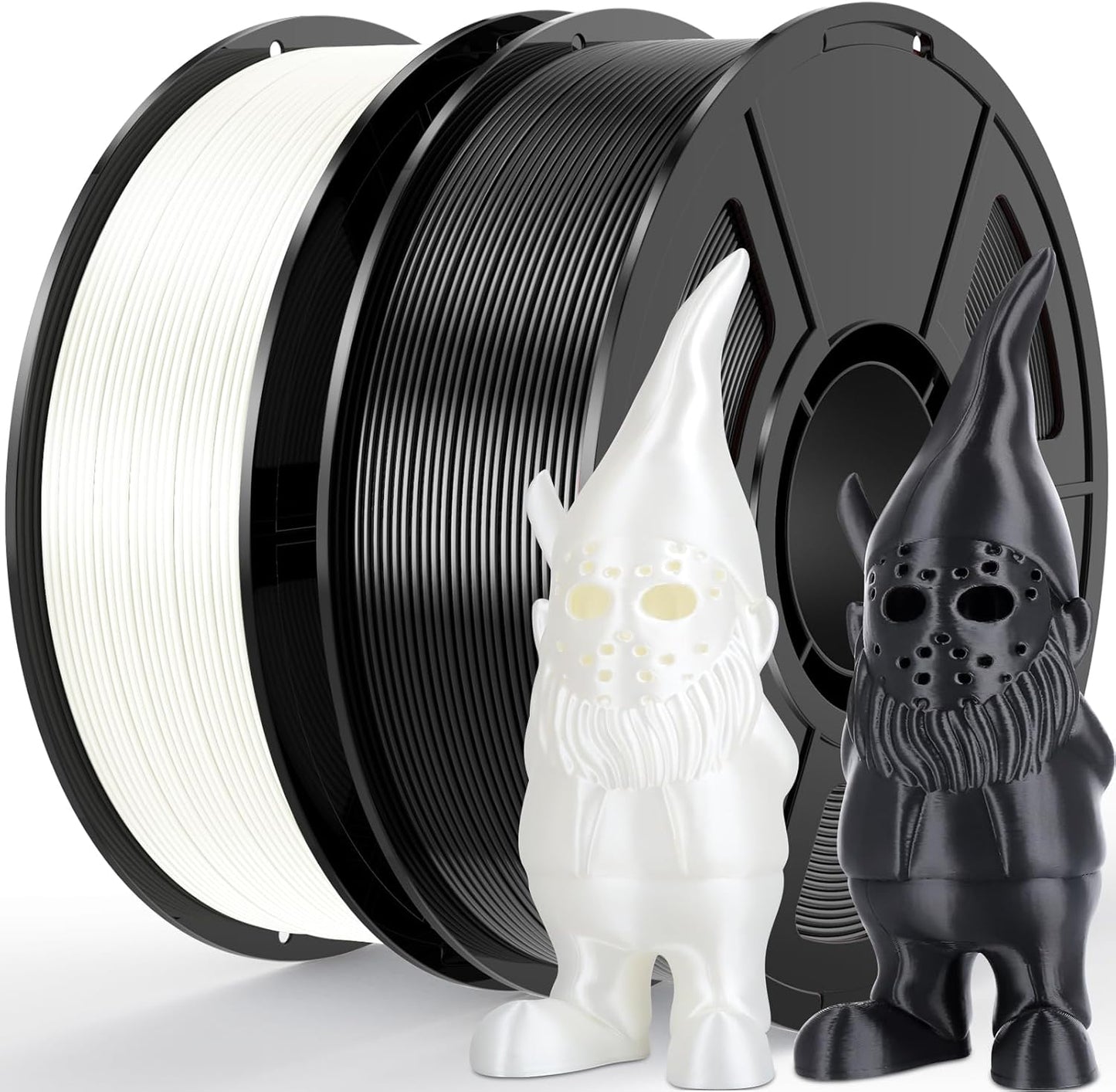 Black White Silk PLA Filament Bundle for 3D Printing Projects