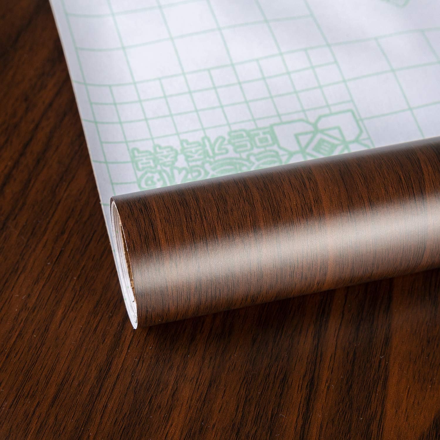 TOTIO Extra Wide Dark Brown Wood Grain Contact Paper for DIY