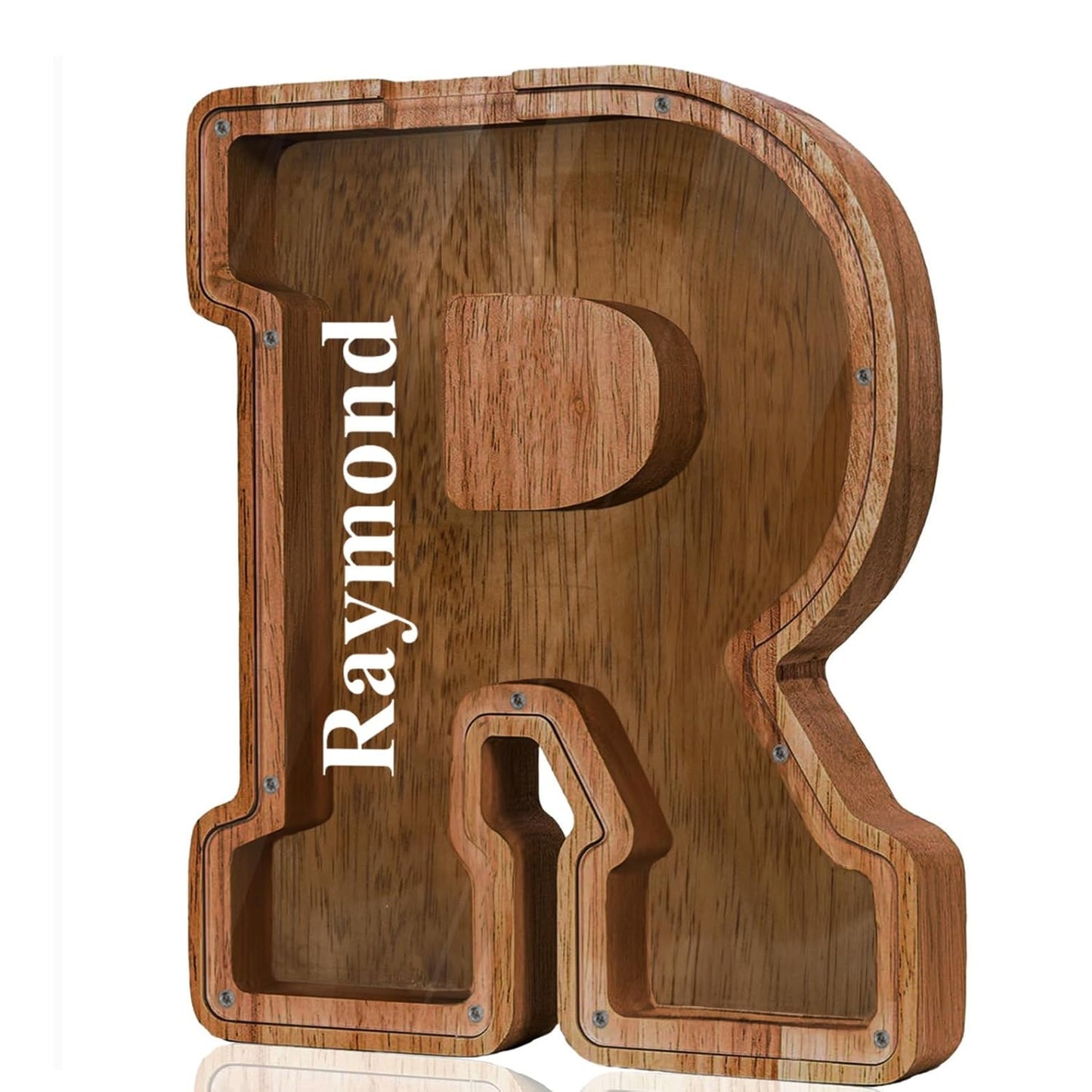 Customized Name Large Wooden Piggy Bank for Kids and Adults
