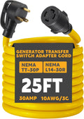 Generator Transfer Switch Adapter Cord TT-30P to L14-30R 25 ft - Safe