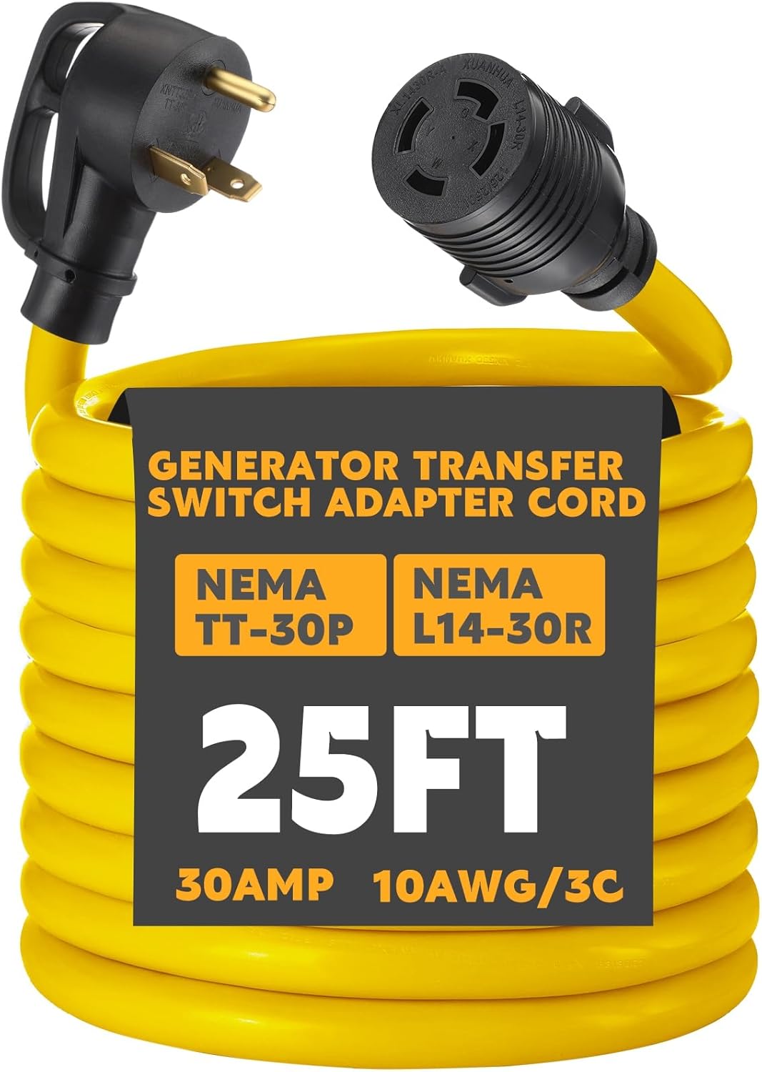 25 ft Generator Transfer Switch Adapter Cord for Safe Power