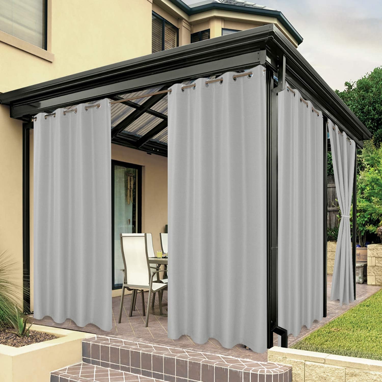 BONZER Waterproof Indoor/Outdoor Curtains for Total Privacy