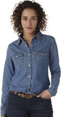 Wrangler Women's Denim Snap Shirt - Lightweight Western Snap Shirt