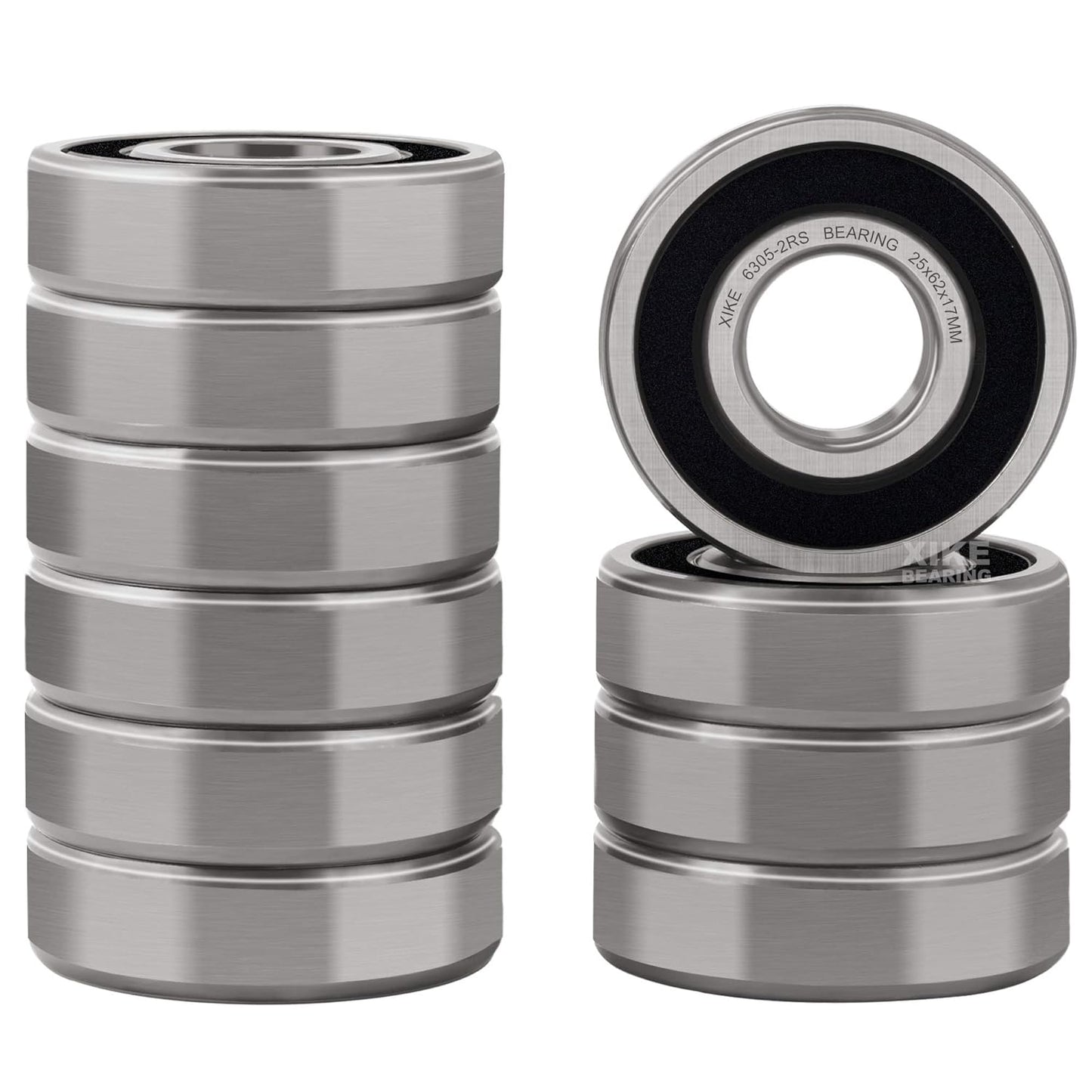 XiKe 10 Pcs 6305-2RS Double Rubber Seal Bearings for Precision