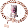 Rose Gold Stainless Steel Cuban Link Heavy Duty Dog Collar - Luxury