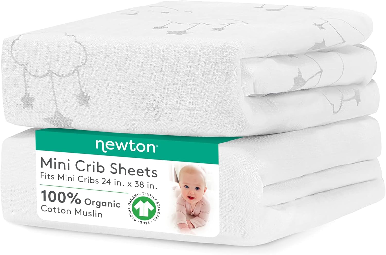 Organic Muslin Cotton Mini Crib Fitted Sheets for Baby Comfort