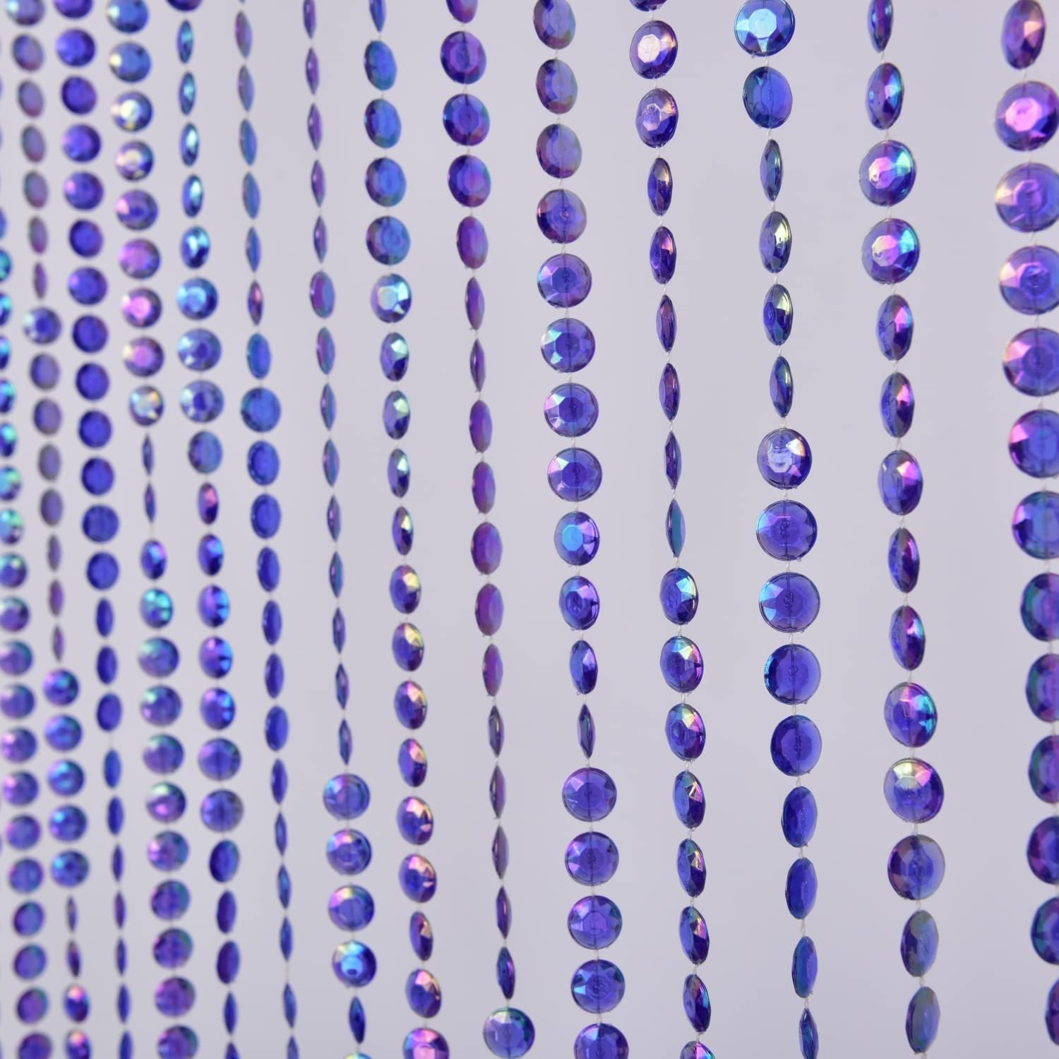 Elegant Blue Iridescent Faux Crystal Beaded Curtain for Events