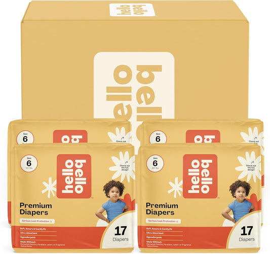Hello Bello Size 6 Diapers, 68 Count Value Pack, Hypoallergenic & Cloth-Like Feel