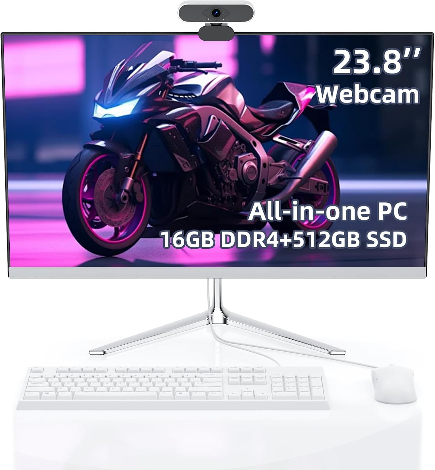 23.8 All-in-One Desktop Computer with HD Webcam and 16GB RAM