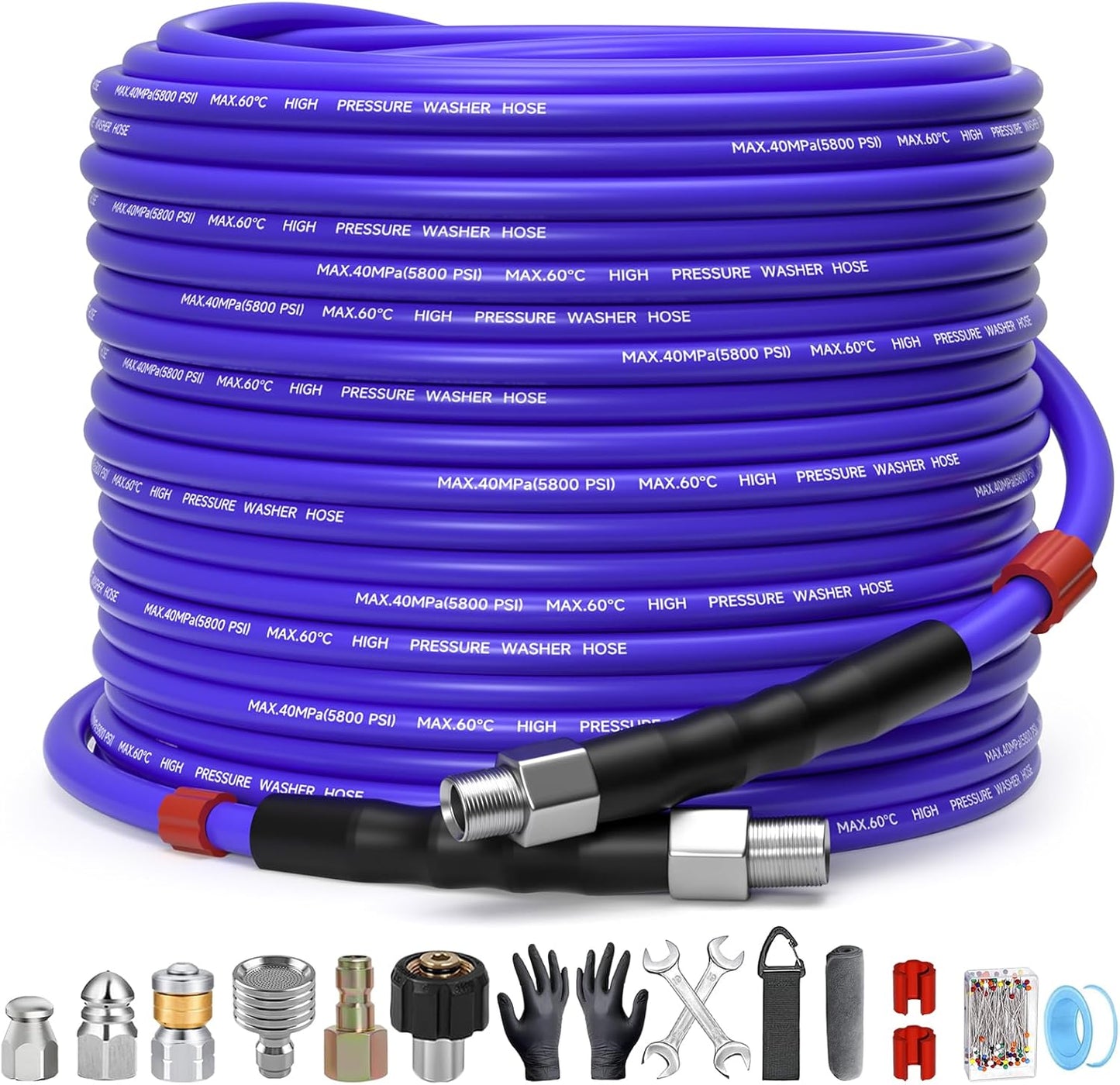 150FT Sewer Jetter Kit for Pressure Washer with Nozzles