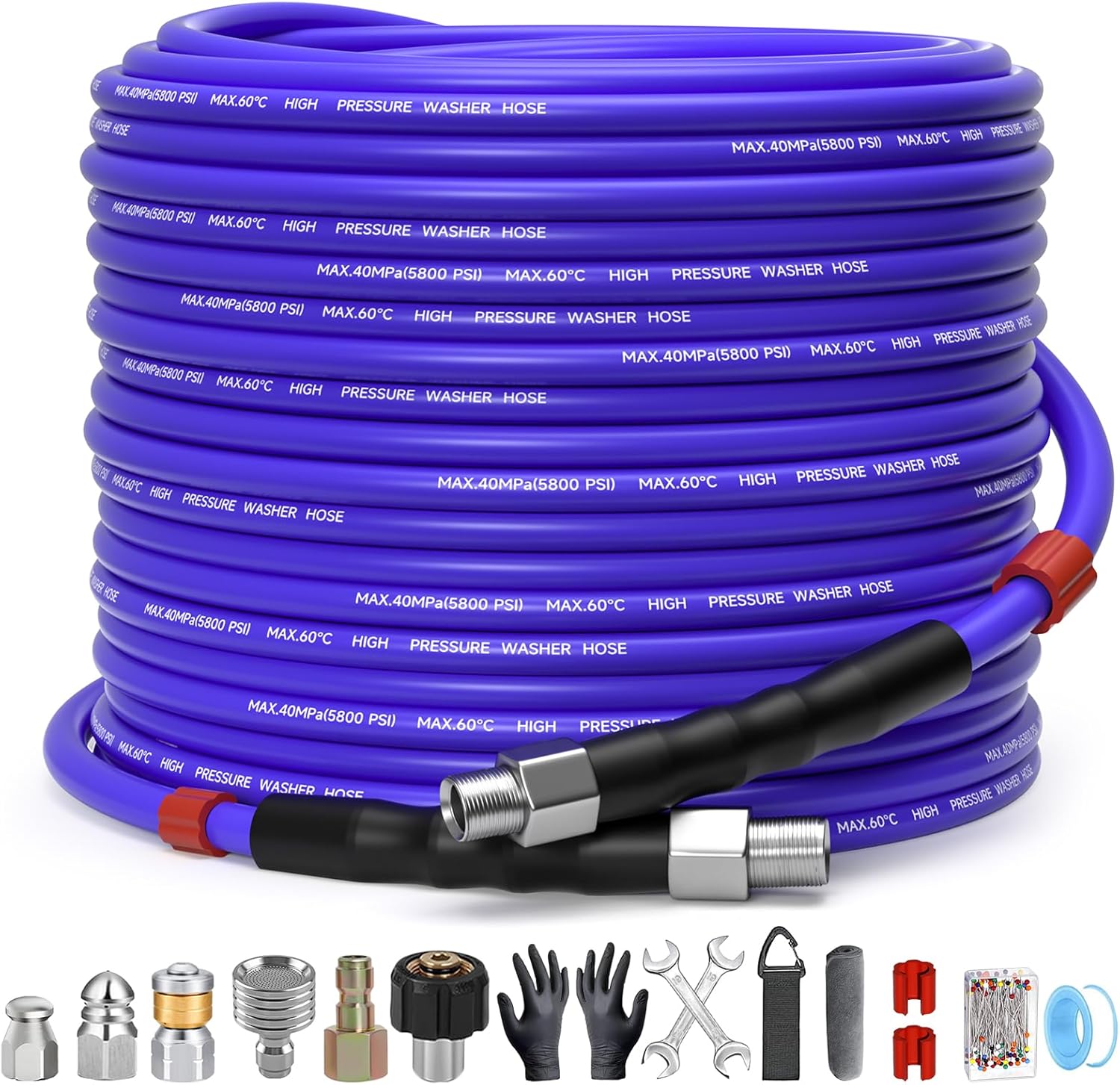 150FT Sewer Jetter Kit for Pressure Washer with Nozzles