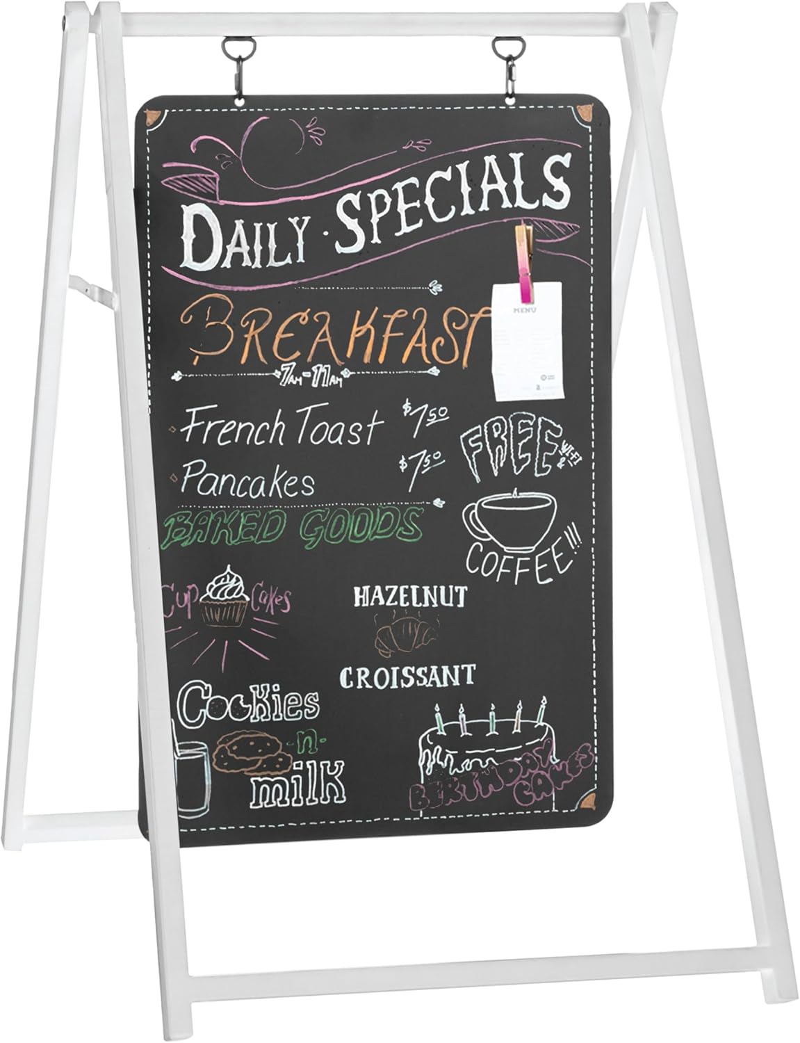 Modern Metal Double Sided Swinging Chalkboard Sign for Menus