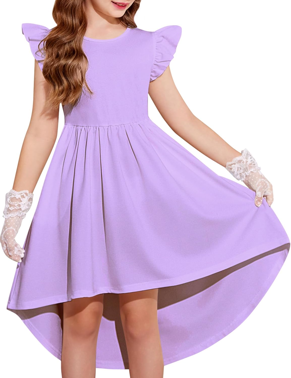 Arshiner Girls Summer Dress with Flutter Sleeves for Parties