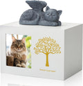 Cat Urns for Ashes Tree Pattern Wooden Keepsake with Photo Frame