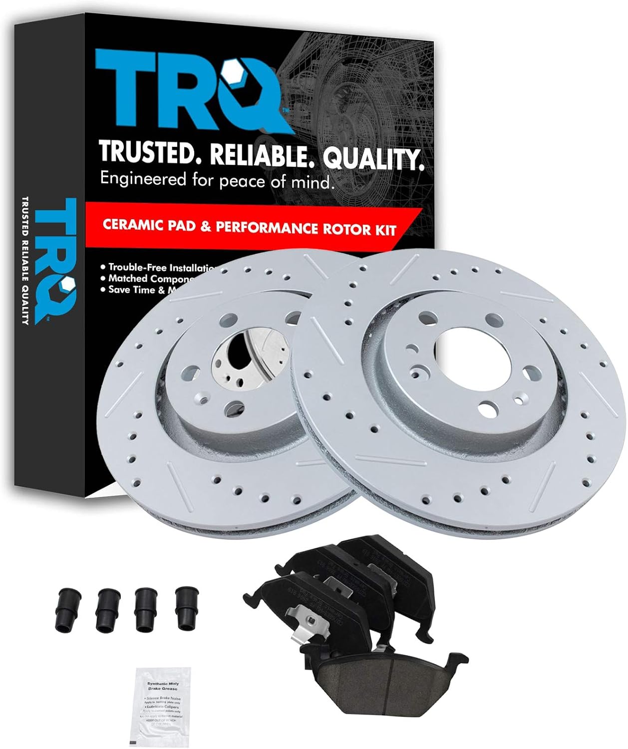 TRQ Front Performance Brake Pad & Rotor Kit for VW Vehicles