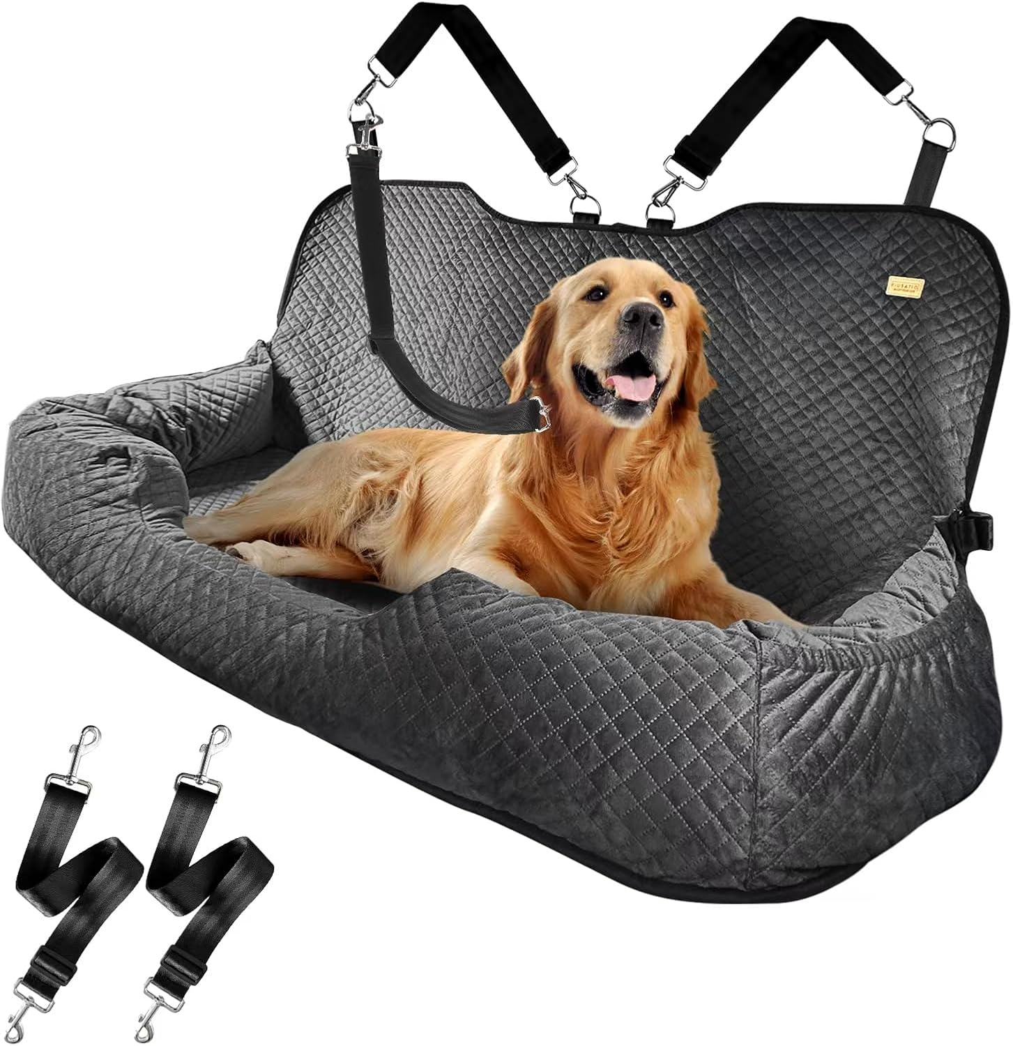 Large Dog Car Back Seat for 100lbs Dogs - Travel Safety Bed
