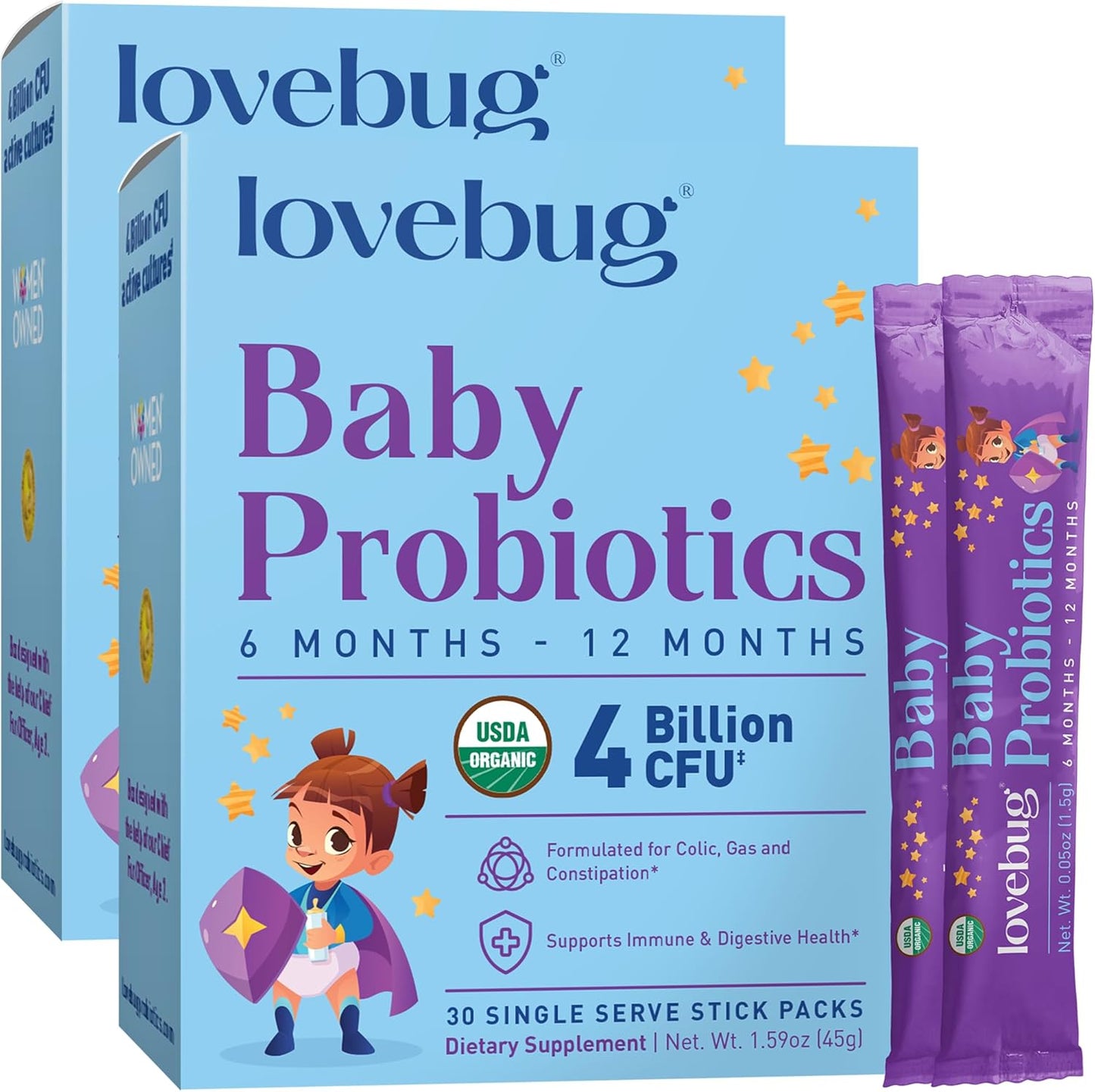 LOVEBUG Probiotics for Babies - Organic Immune Support Powder