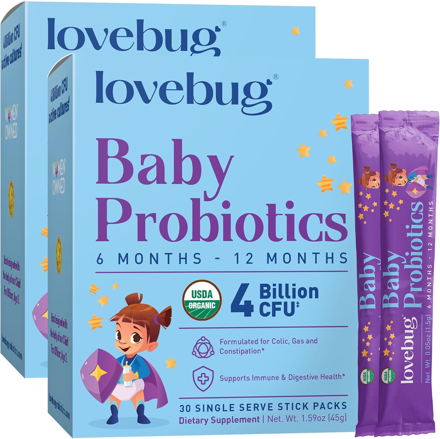 LOVEBUG Probiotics for Babies - Organic Immune Support Powder