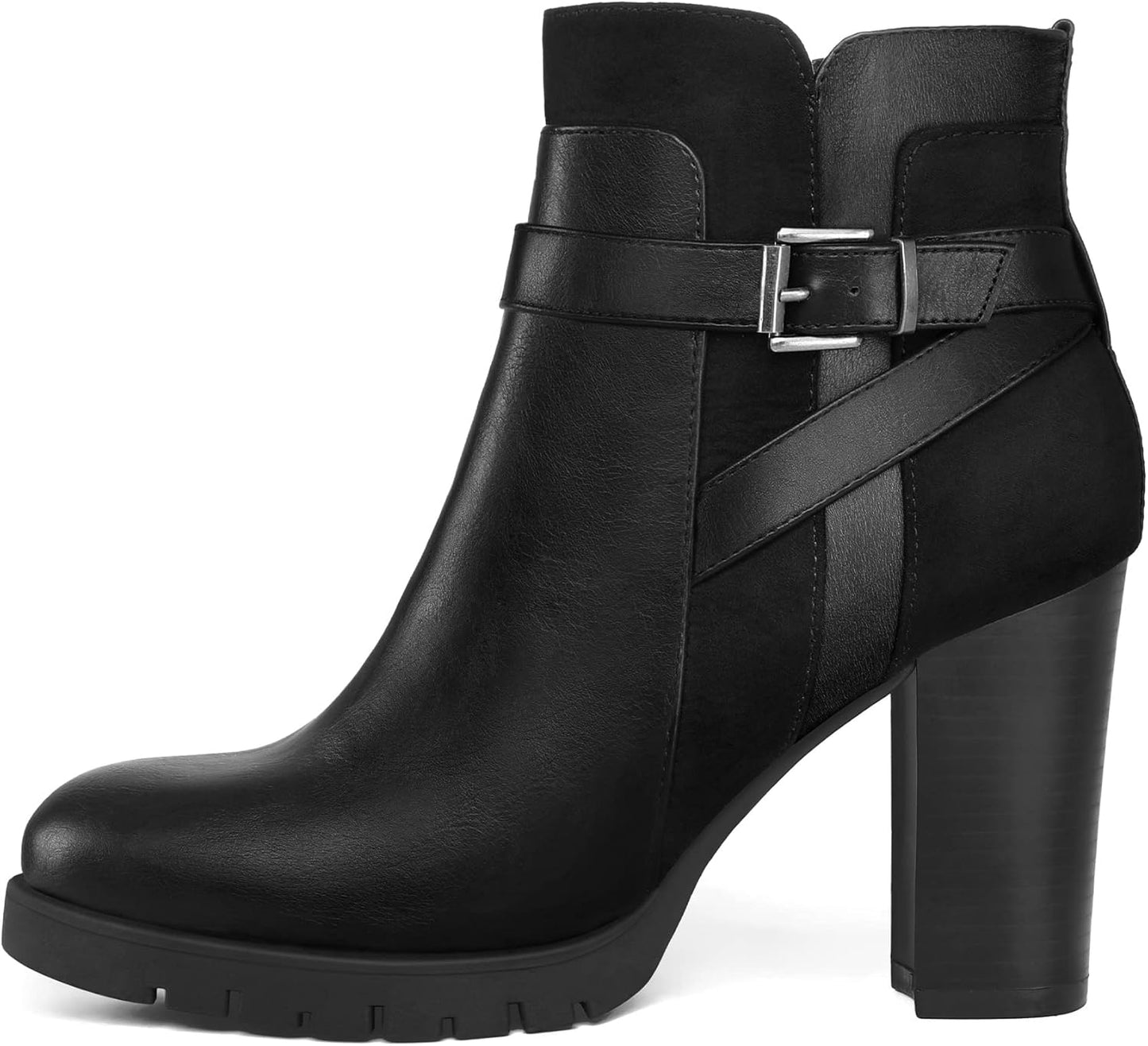 mysoft Women's Ankle Boots with Chunky Stacked Heel Design