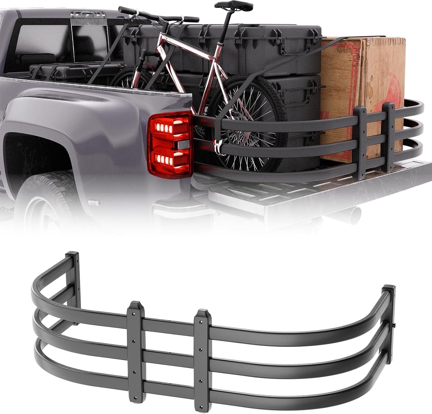 Truck Bed Extender Adjustable 59-69in Aluminum Pickup Tailgate